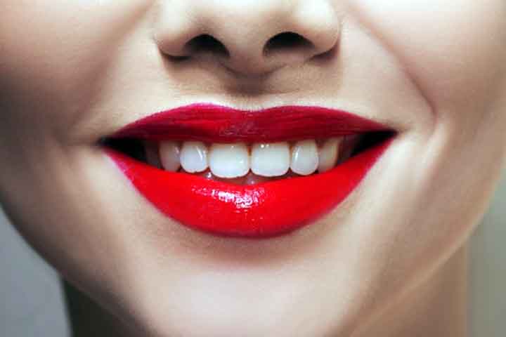 Bright red lips